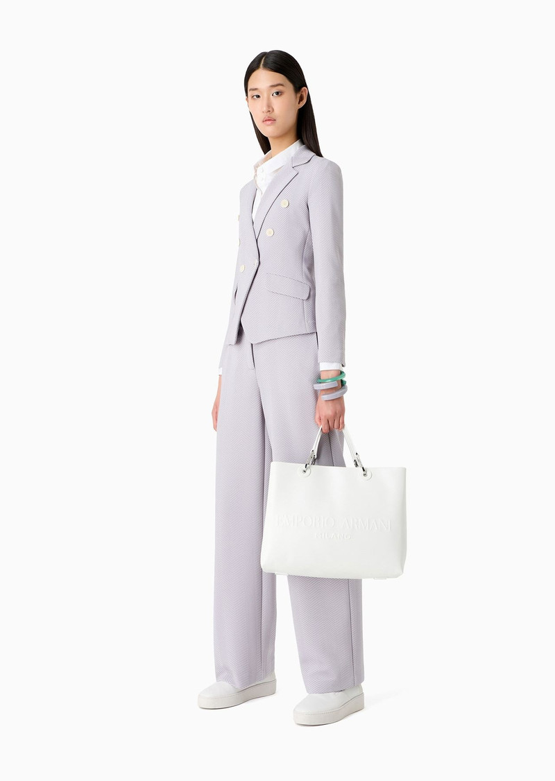 EMPORIO ARMANI Jersey double-breasted jacket with embossed jacquard chevron motif outlook