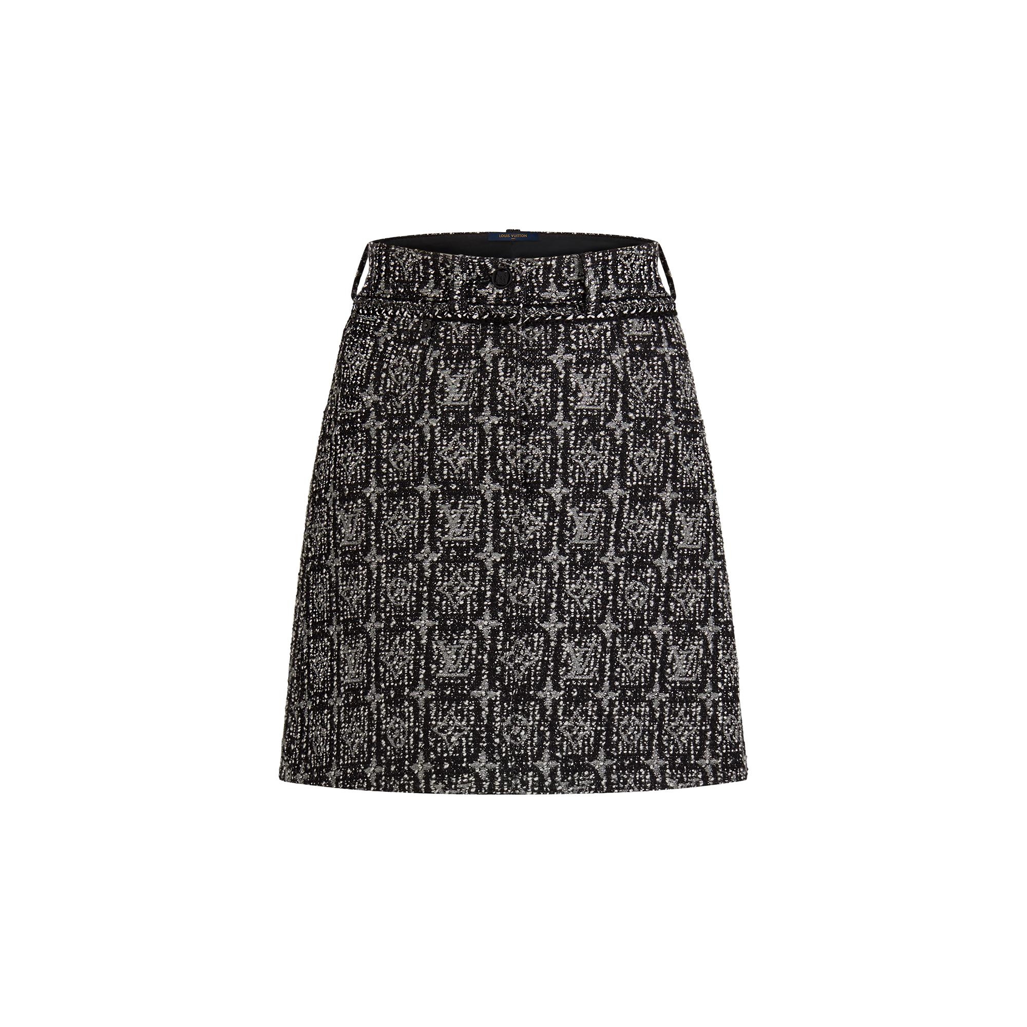 Metallic Lurex Monogram Tweed A-Line Skirt  - 1