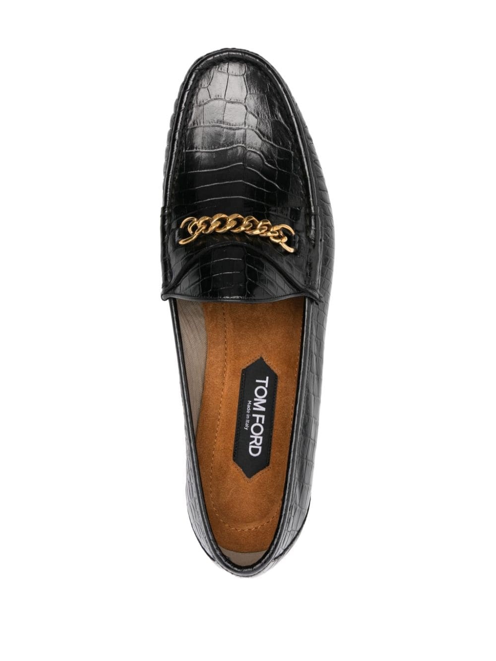 crocodile-effect leather loafers - 4