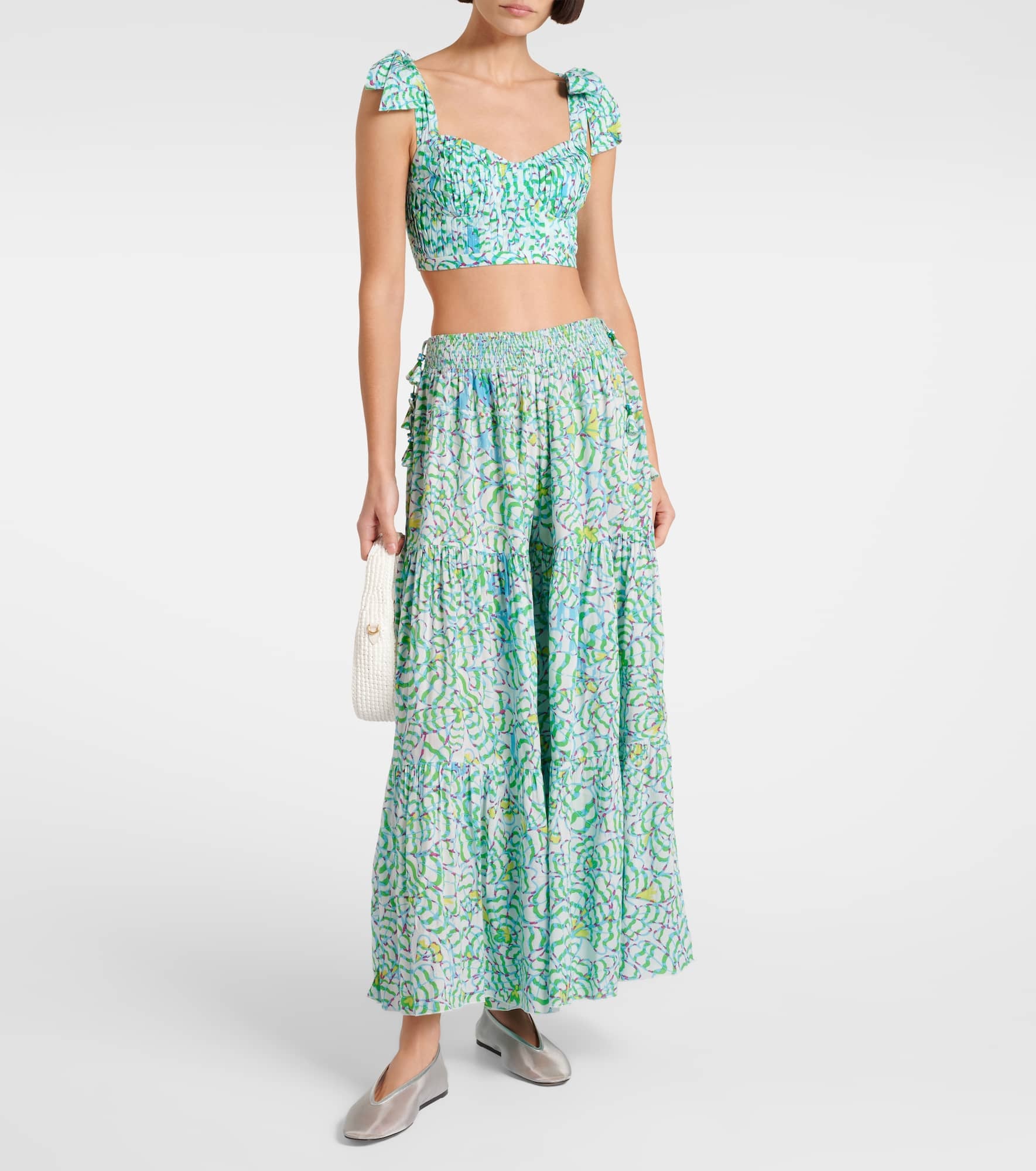 Carla printed pleated crop top - 2