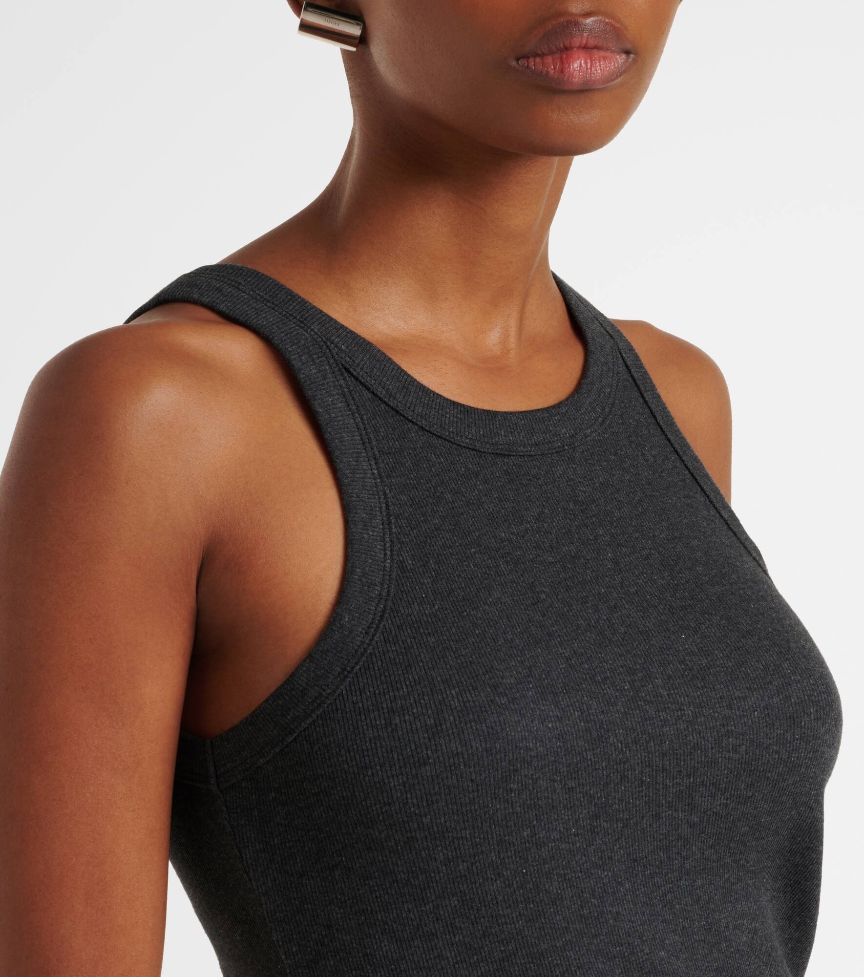 Ribbed-knit cotton-blend jersey tank top - 5