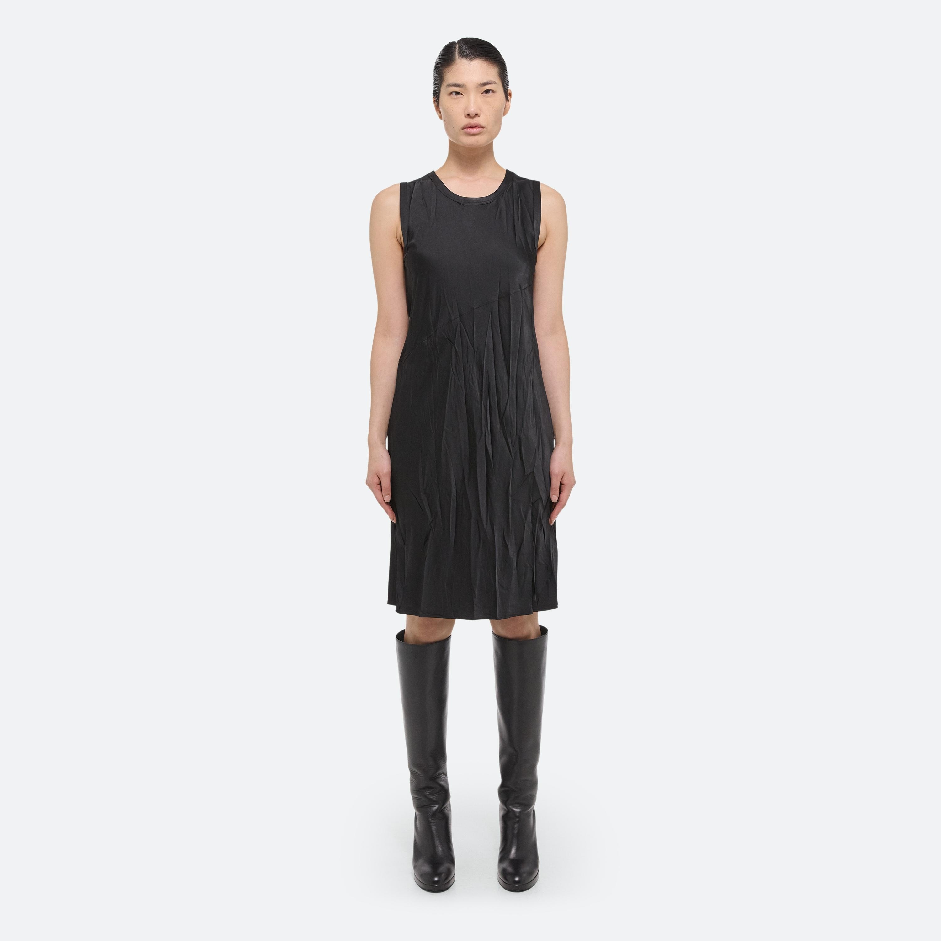 CRUSHED SATIN TANK DRESS - 3