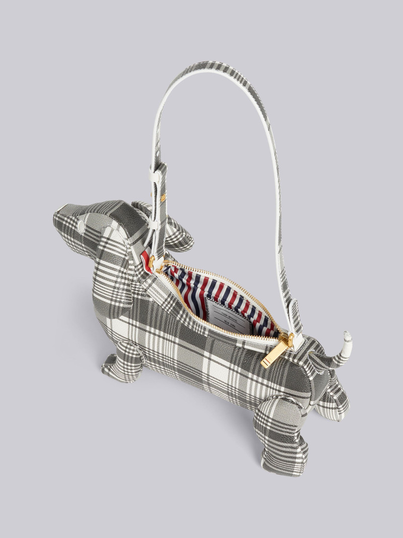 Black and White Madras Print Caviar Leather Hector Baguette Shoulder Bag 5