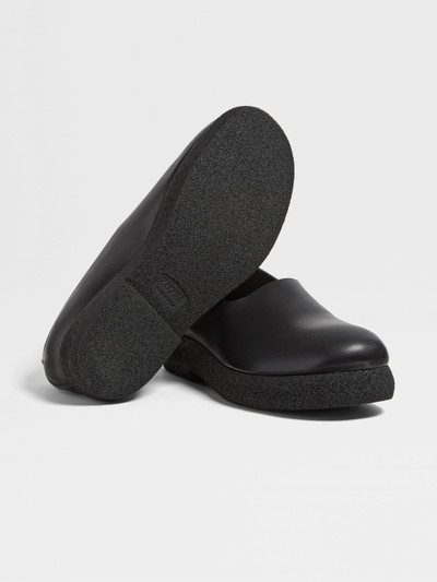 ZEGNA BLACK LEATHER LOAFERS outlook