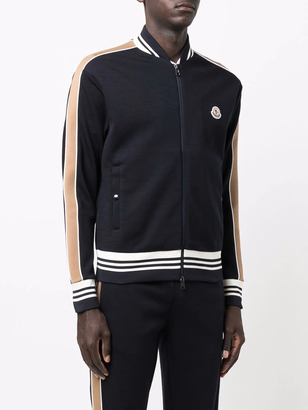 striped-trim logo patch sweatshirt - 3