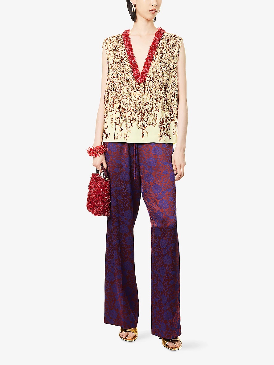 VIP【送料関税込】DRIES VAN NOTEN PUVIS PRINETED TROUSERS Dries Van Noten Puvis Printed Straight Leg Long Pants