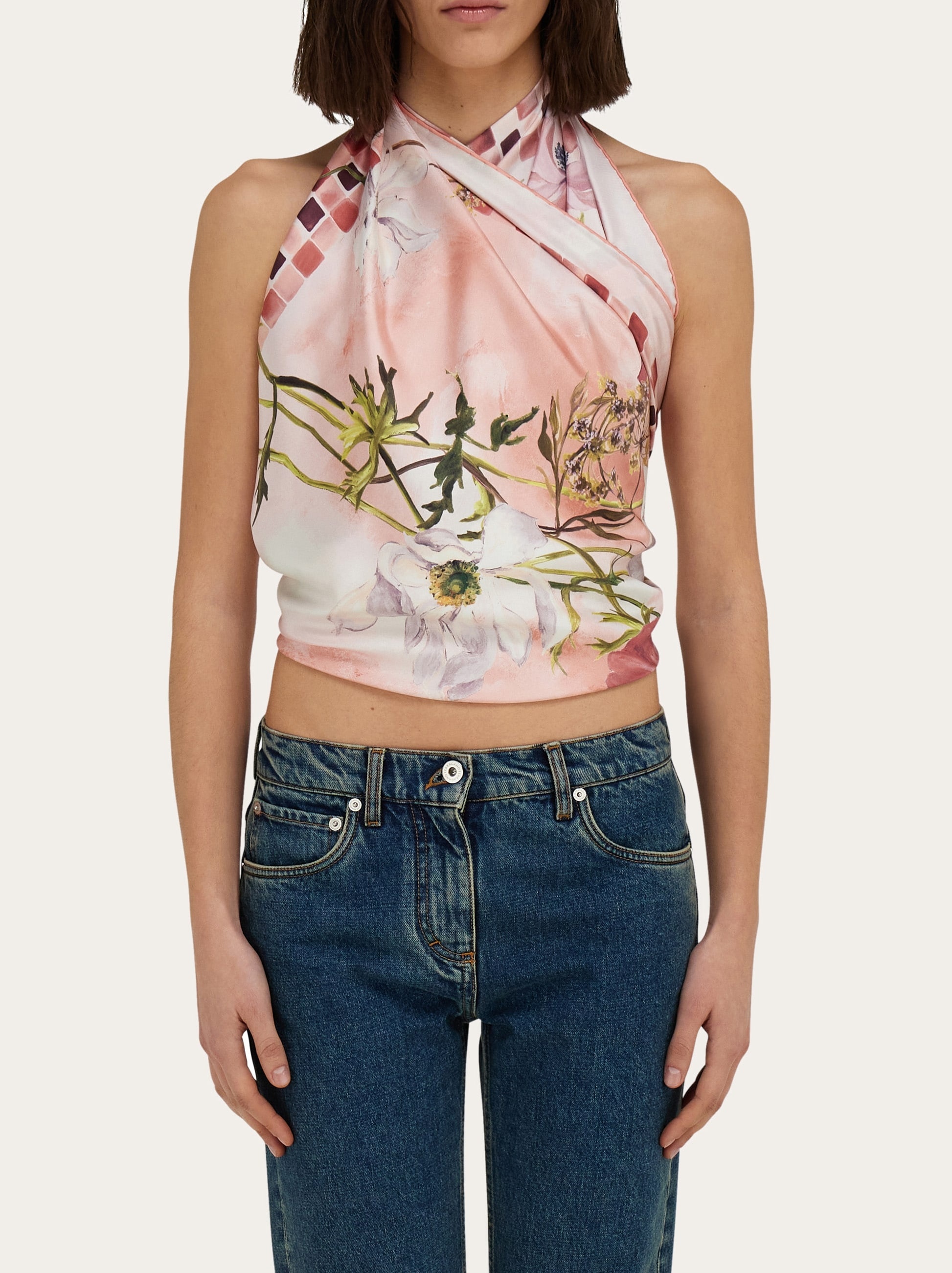 Fiori print silk scarf - 3