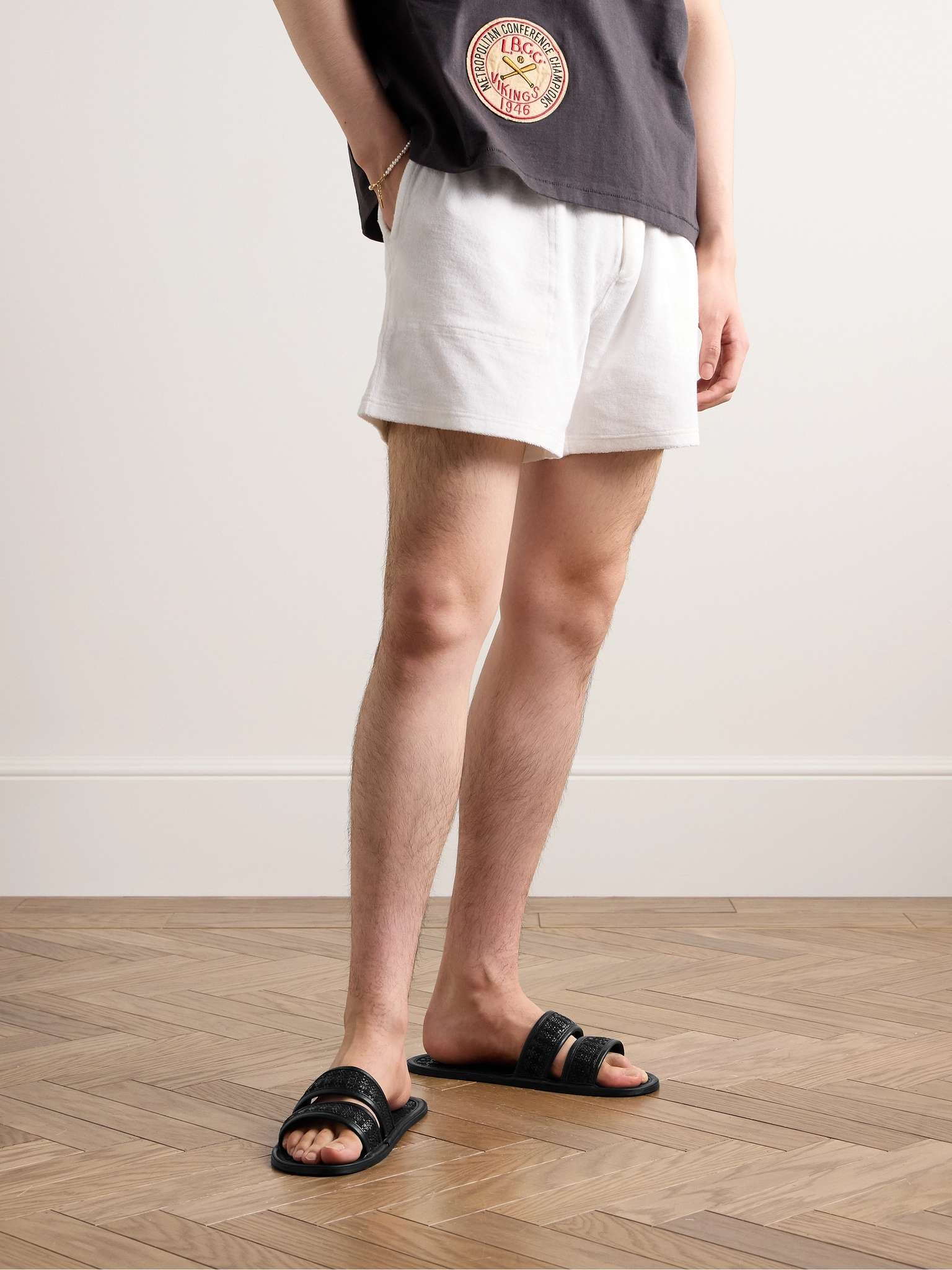 Leather-Trimmed Woven Raffia Slides - 2