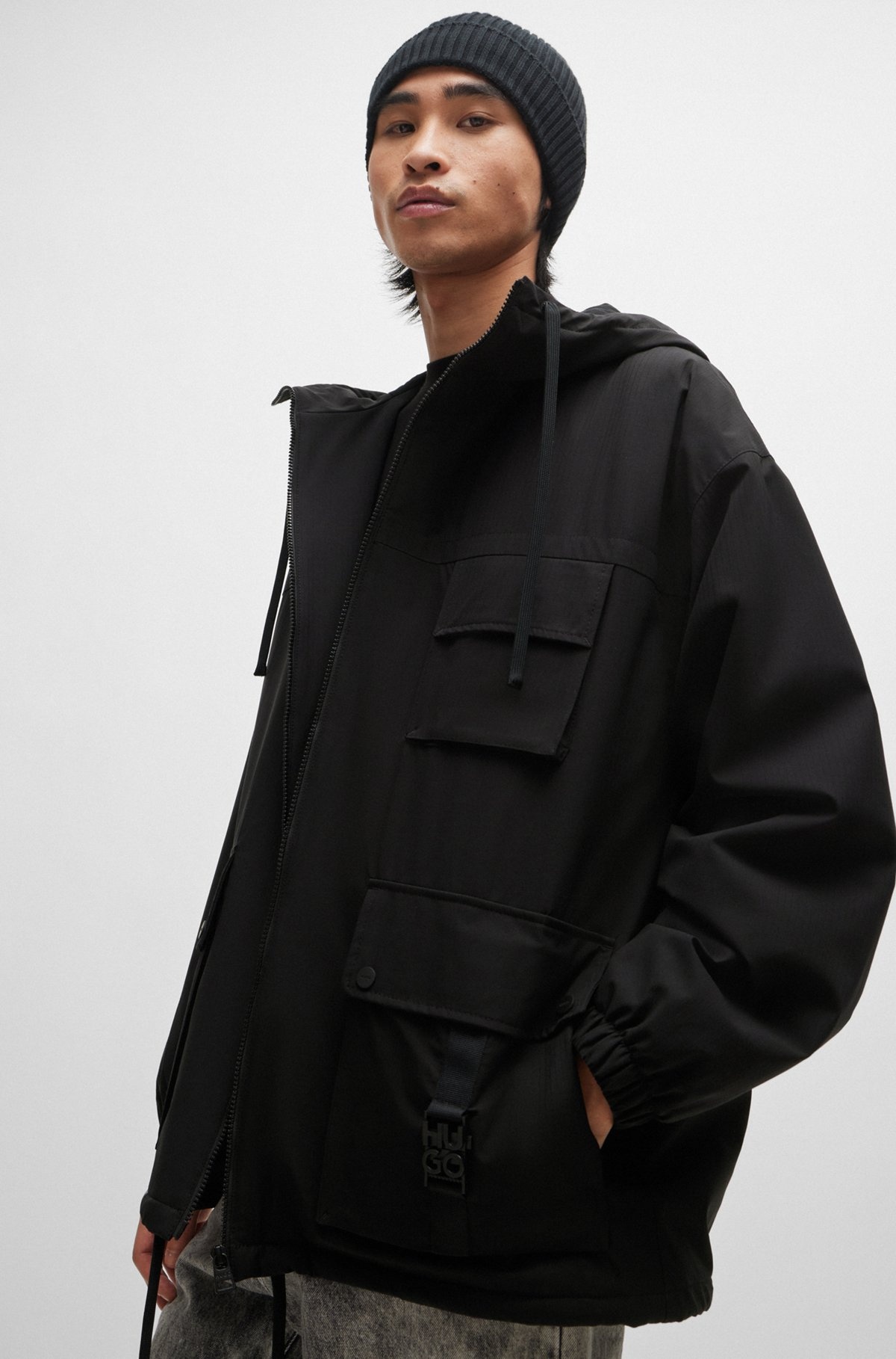 WATER-REPELLENT PARKA JACKET WITH STACKED-LOGO BUCKLE - 6