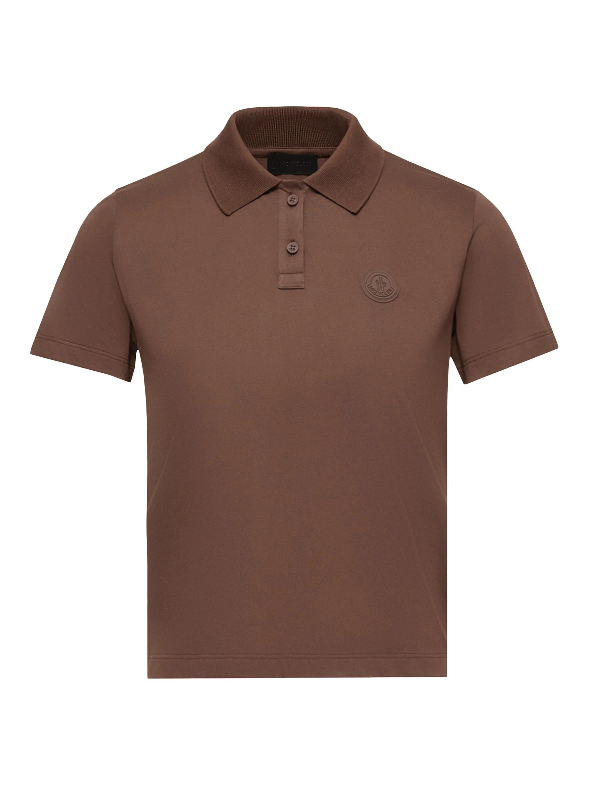 Women's Polo Shirt in Cotton Jersey with Pleats - Brown - 1