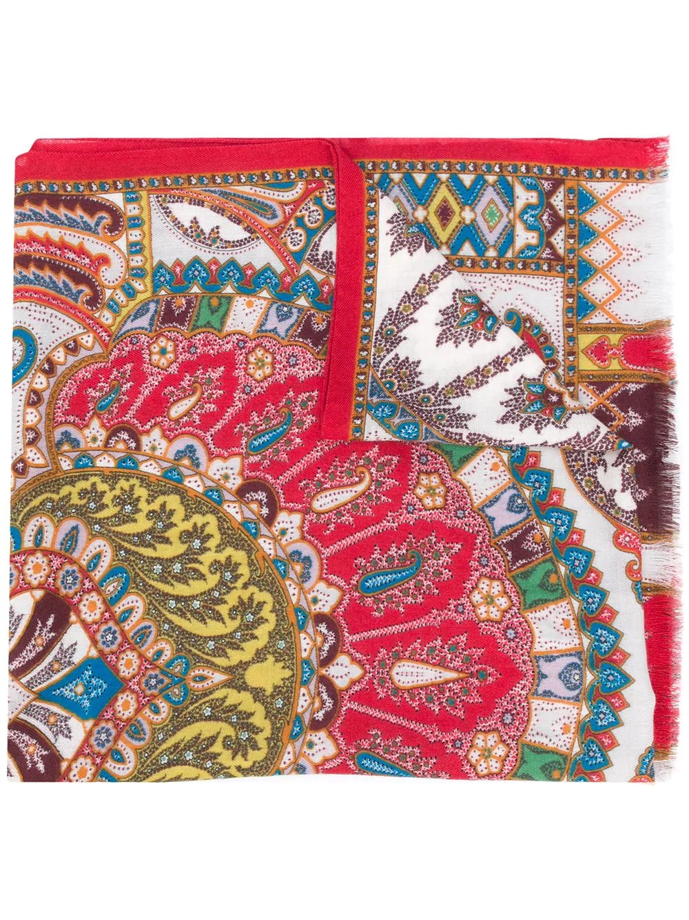 paisley-print frayed scarf - 1