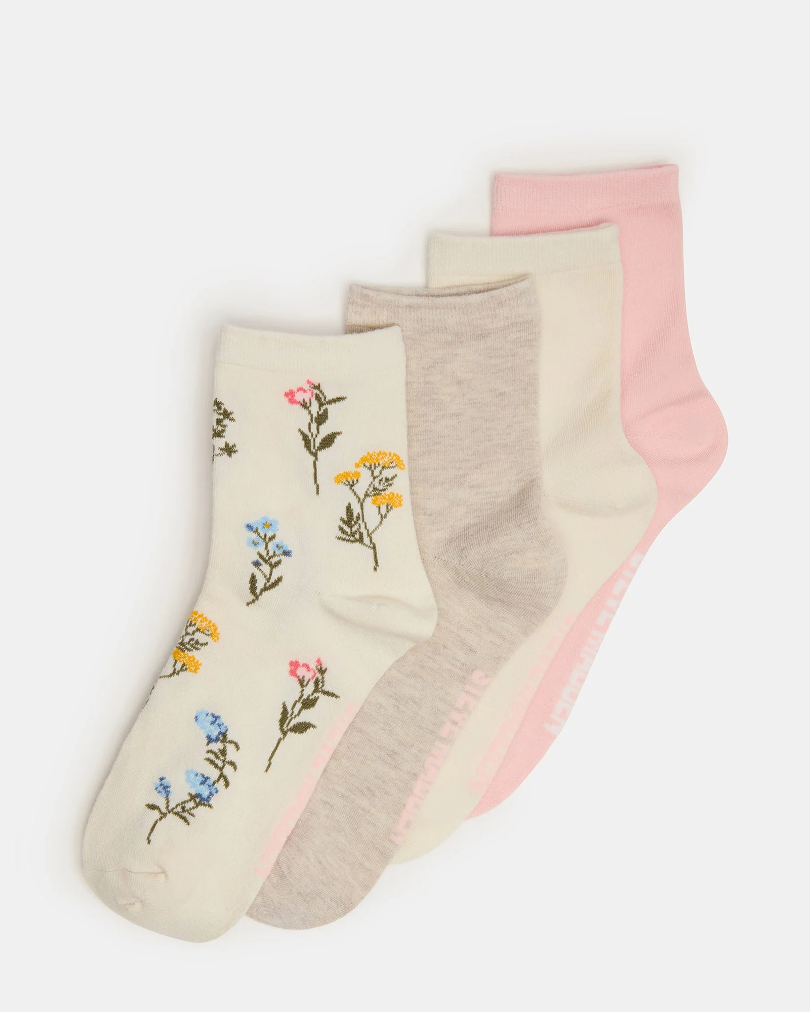 4 BLOOM PACK FLOWER SOCKS IVORY MULTI - 1
