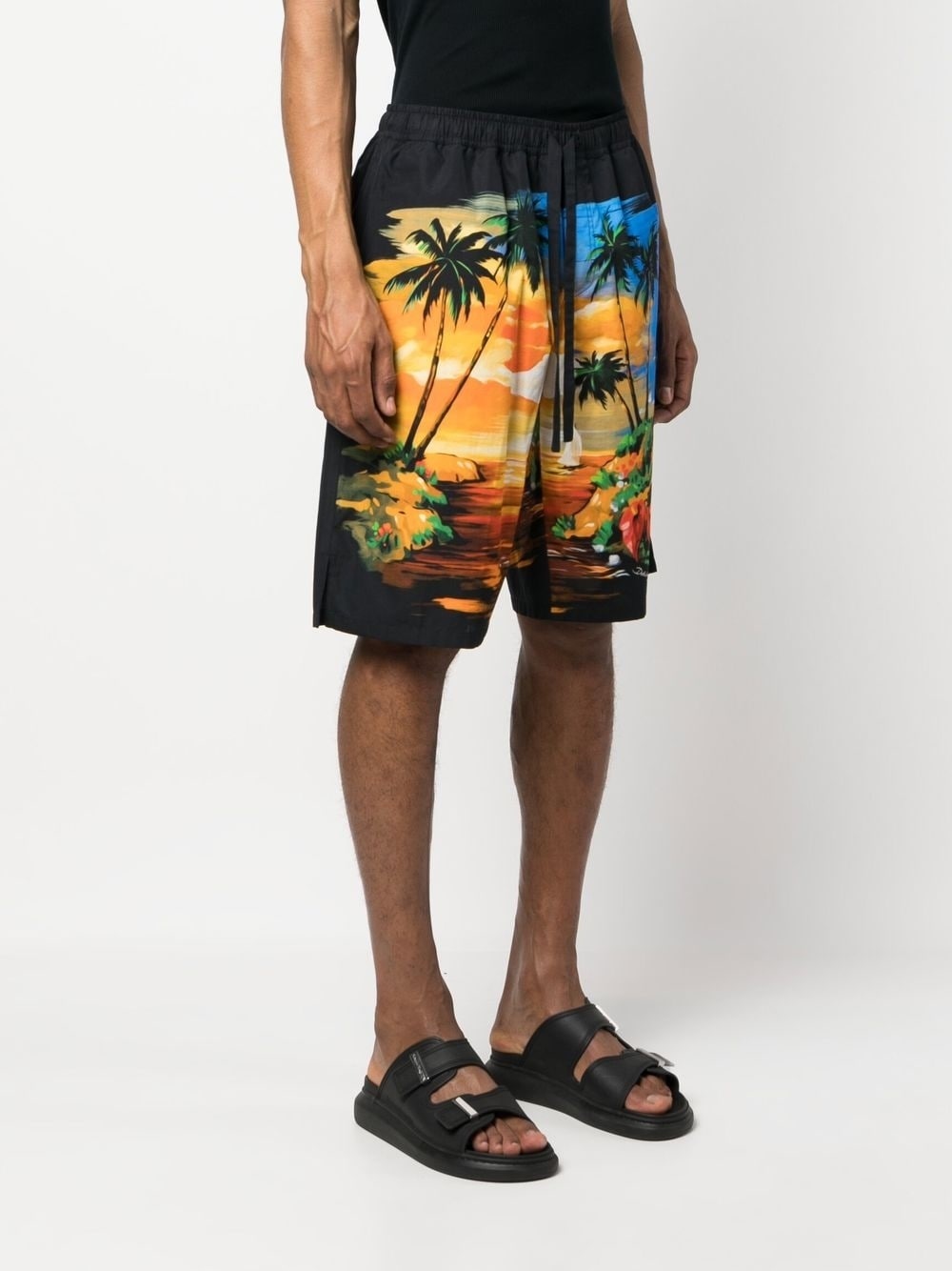 palm tree-print cotton shorts - 3