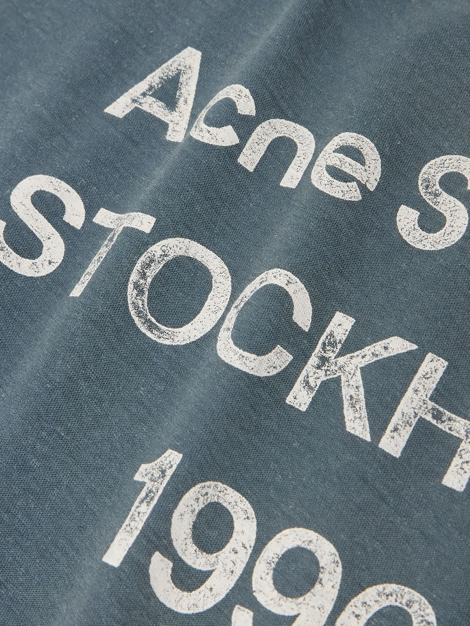Exford Distressed Logo-Print Cotton and Hemp-Blend Jersey T-Shirt Blue - 5
