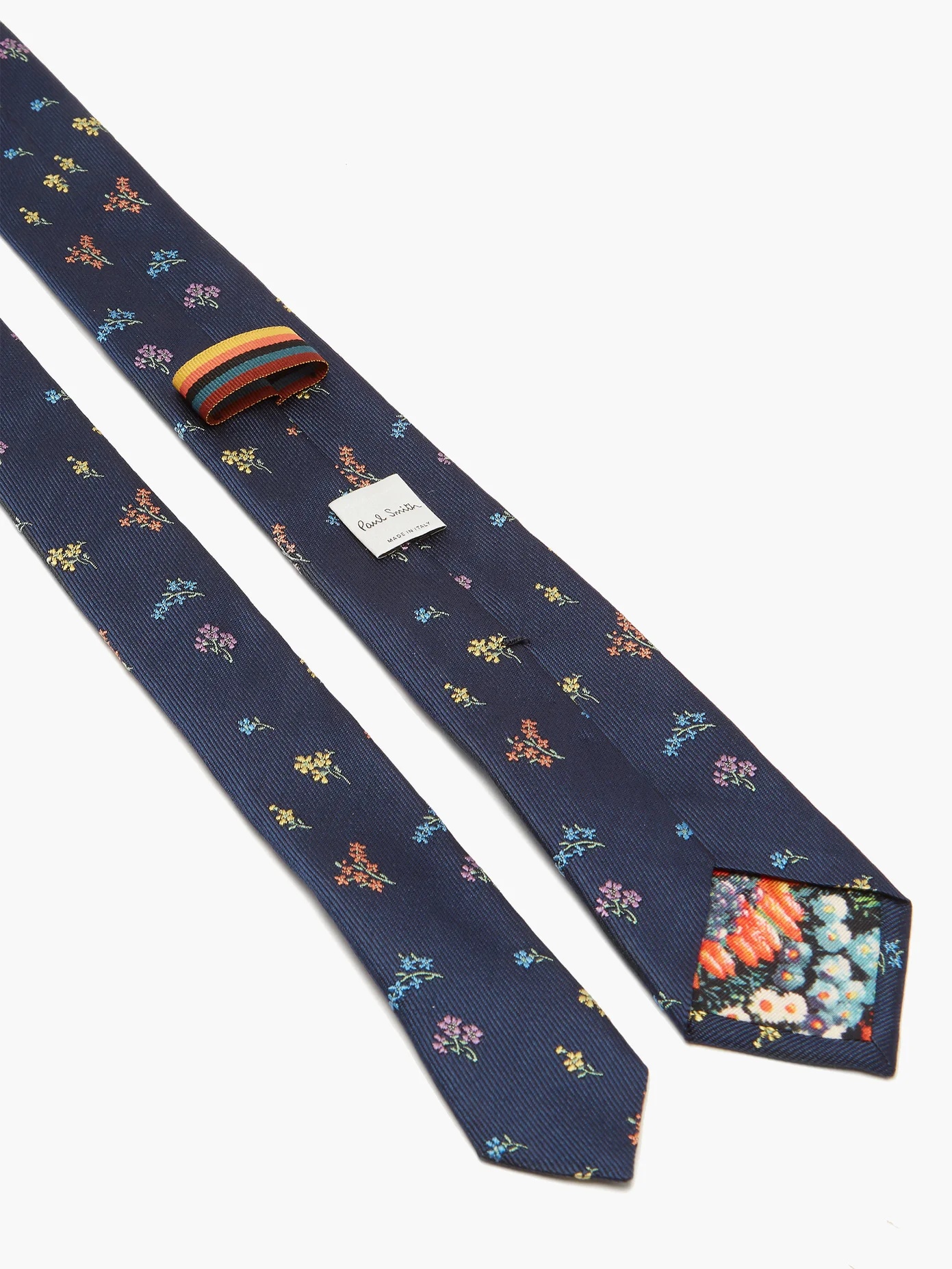 Floral-embroidered silk-twill tie - 3