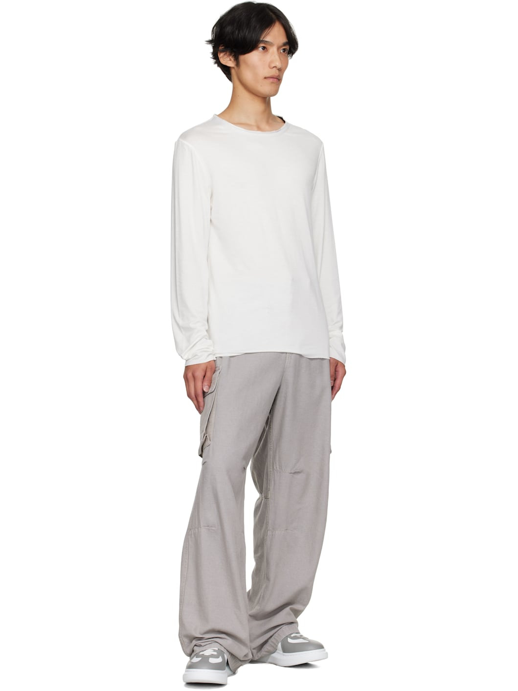 White & Gray Oversized Retro Sneakers - 5