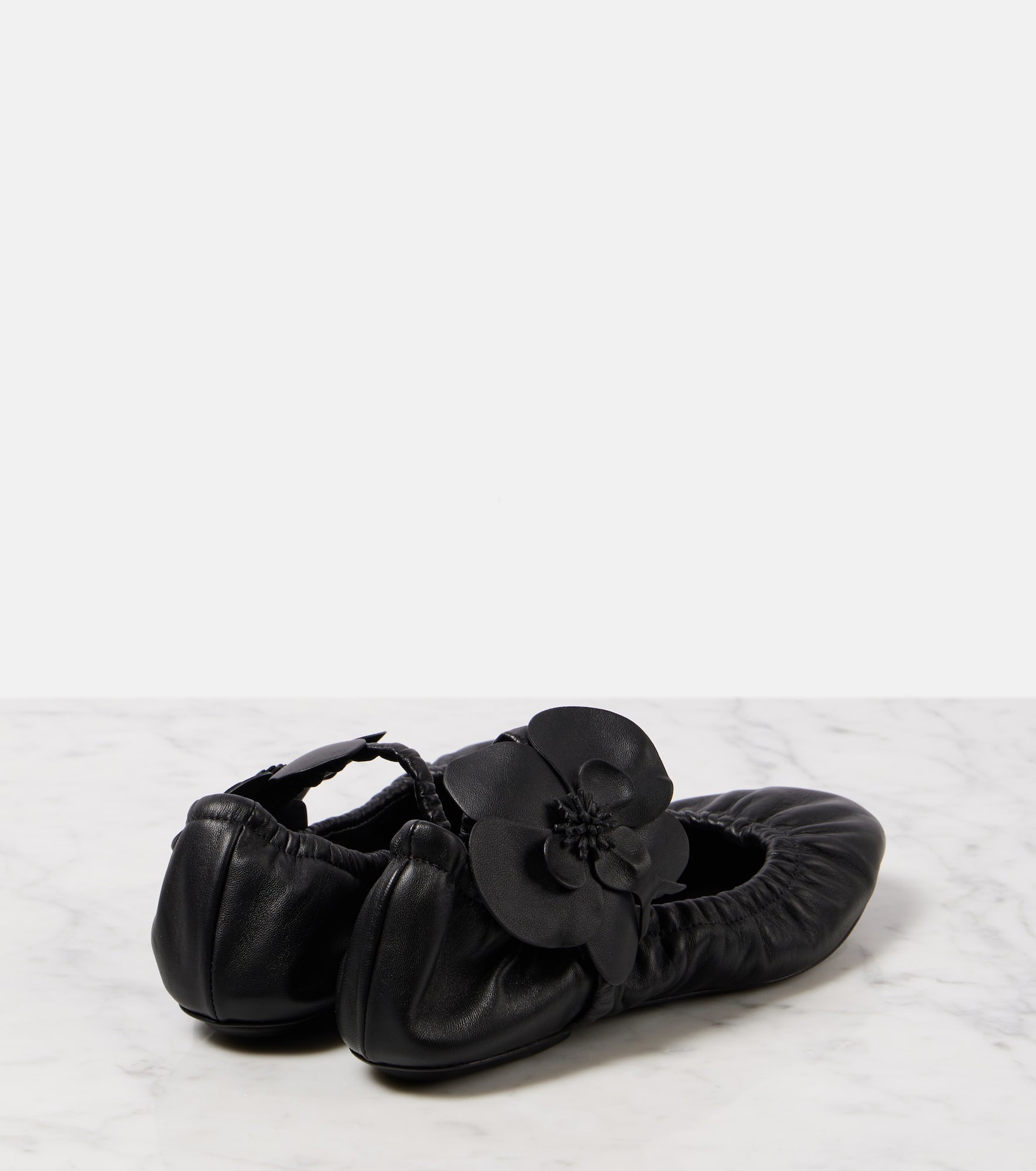 Orchid floral-appliqué leather Mary Jane flats - 2