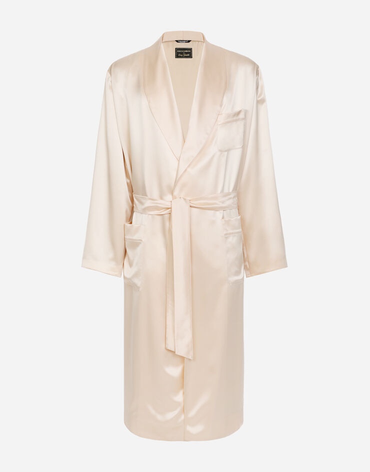 Silk satin robe with metal DG logo - 1