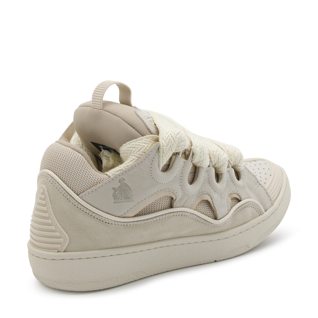 white leather curb sneakers - 3