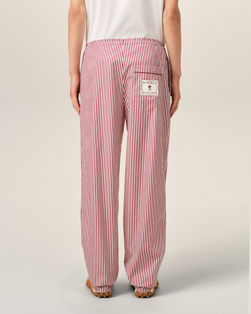 WHITE ELASTICATED-WAIST STRIPED COTTON TROUSERS 4