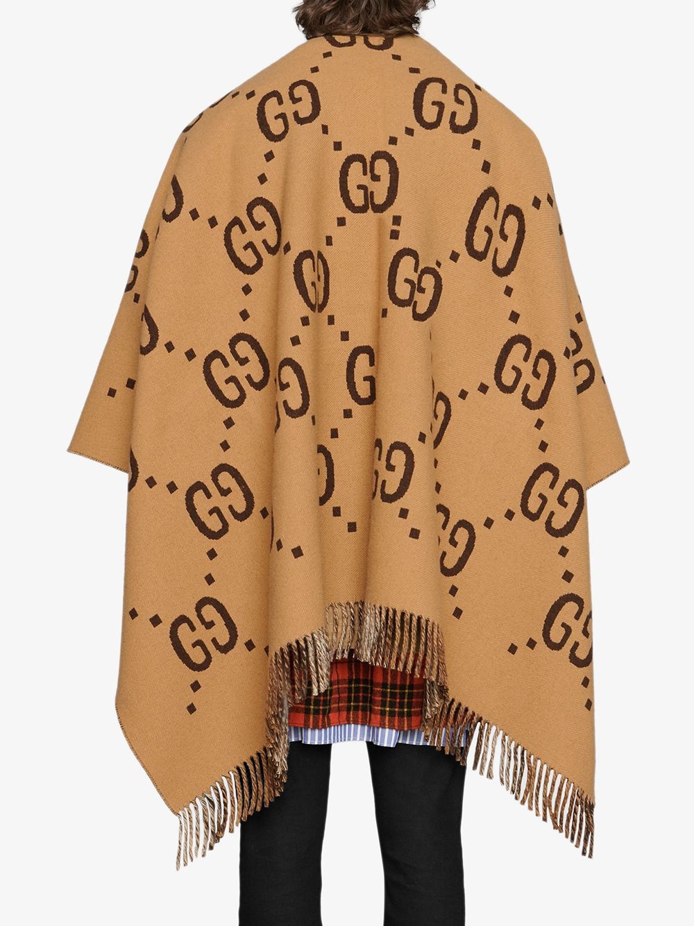 Reversible GG wool poncho - 4