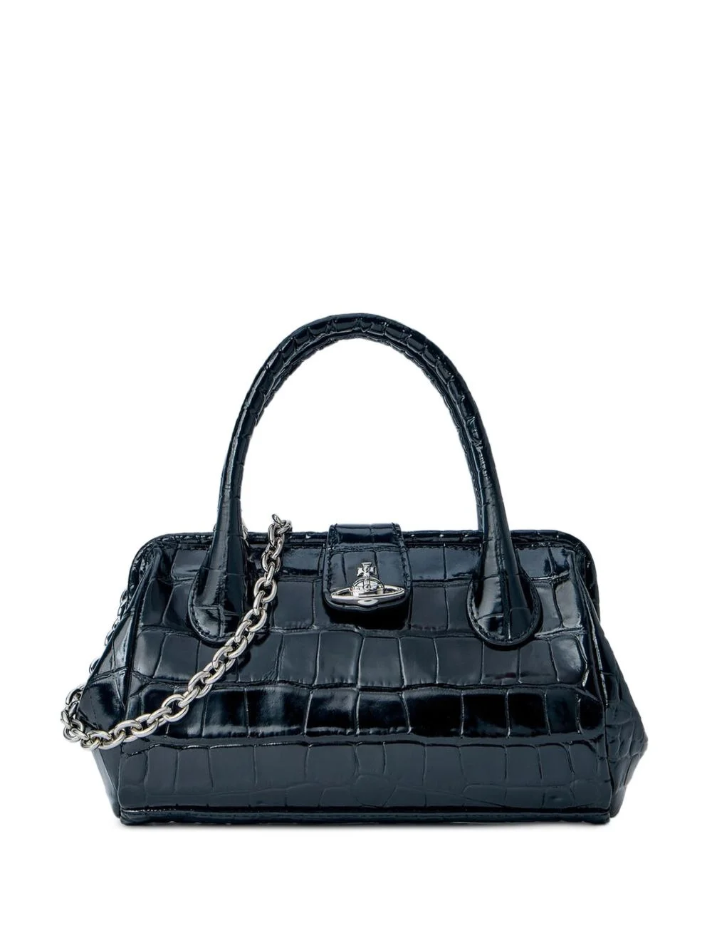 crocodile-embossed leather tote bag - 1