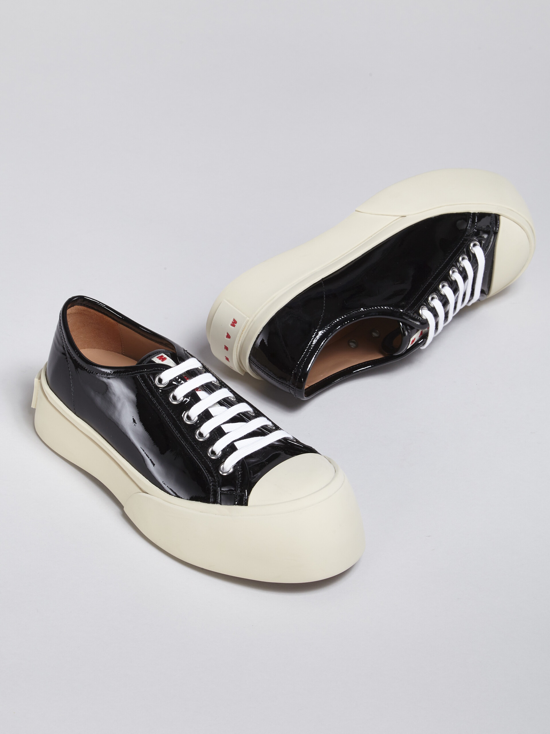 BLACK PATENT LEATHER PABLO LACE-UP SNEAKER - 5