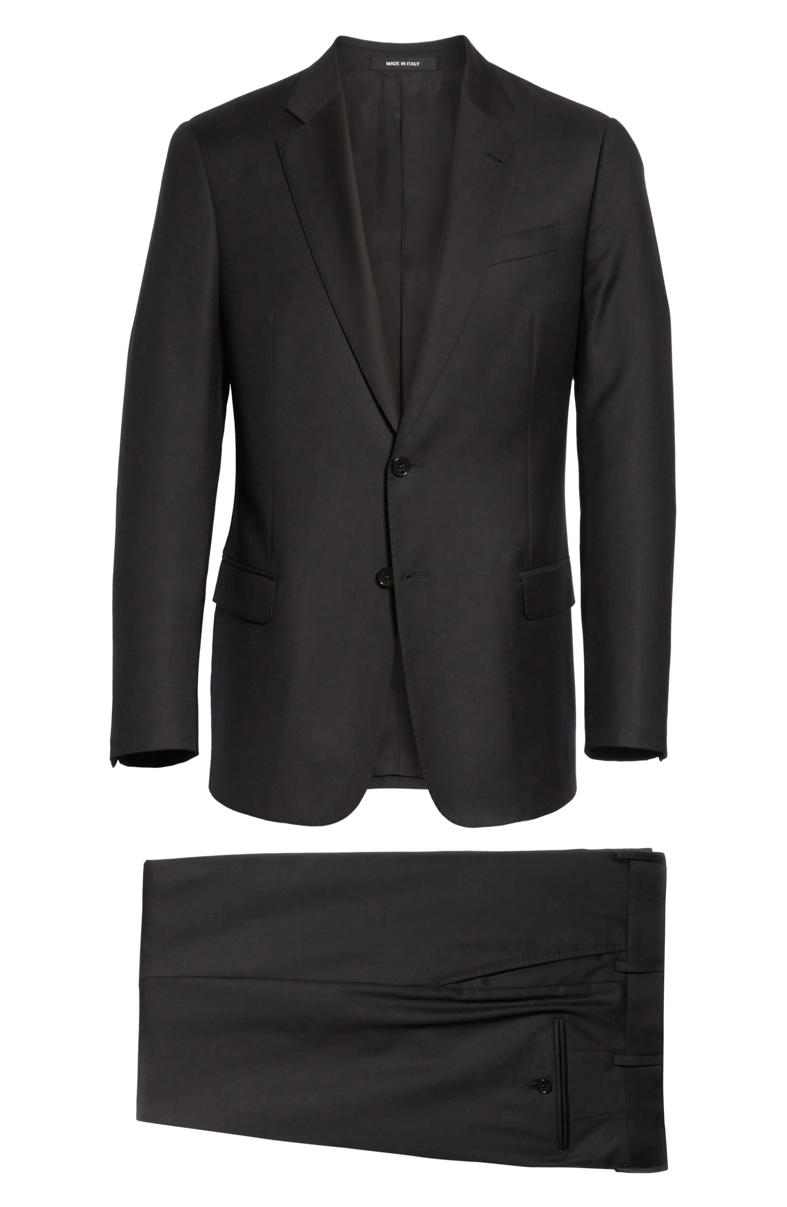 Trim Fit Solid Wool Suit - 6