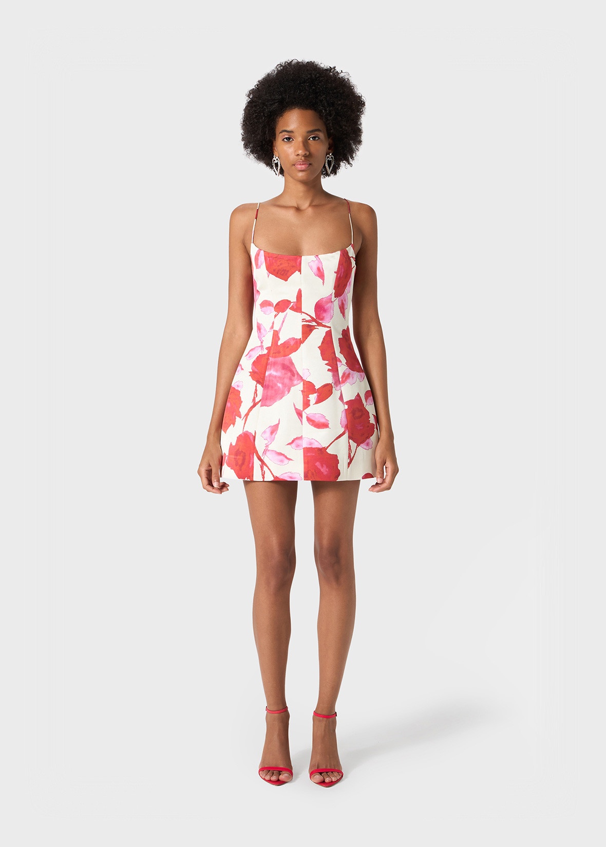 MINI DRESS IN PRINTED SATIN WITH SHAPED SKIRT - 2