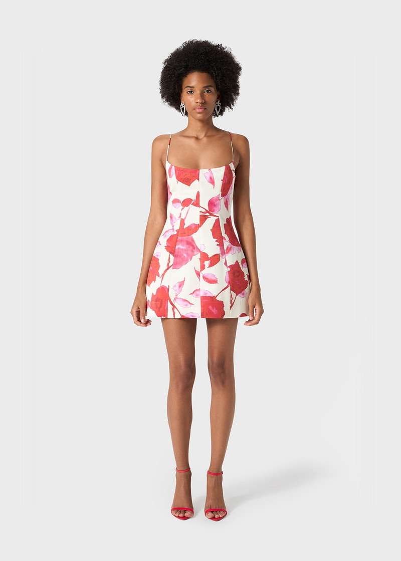 Blumarine MINI DRESS IN PRINTED SATIN WITH SHAPED SKIRT outlook