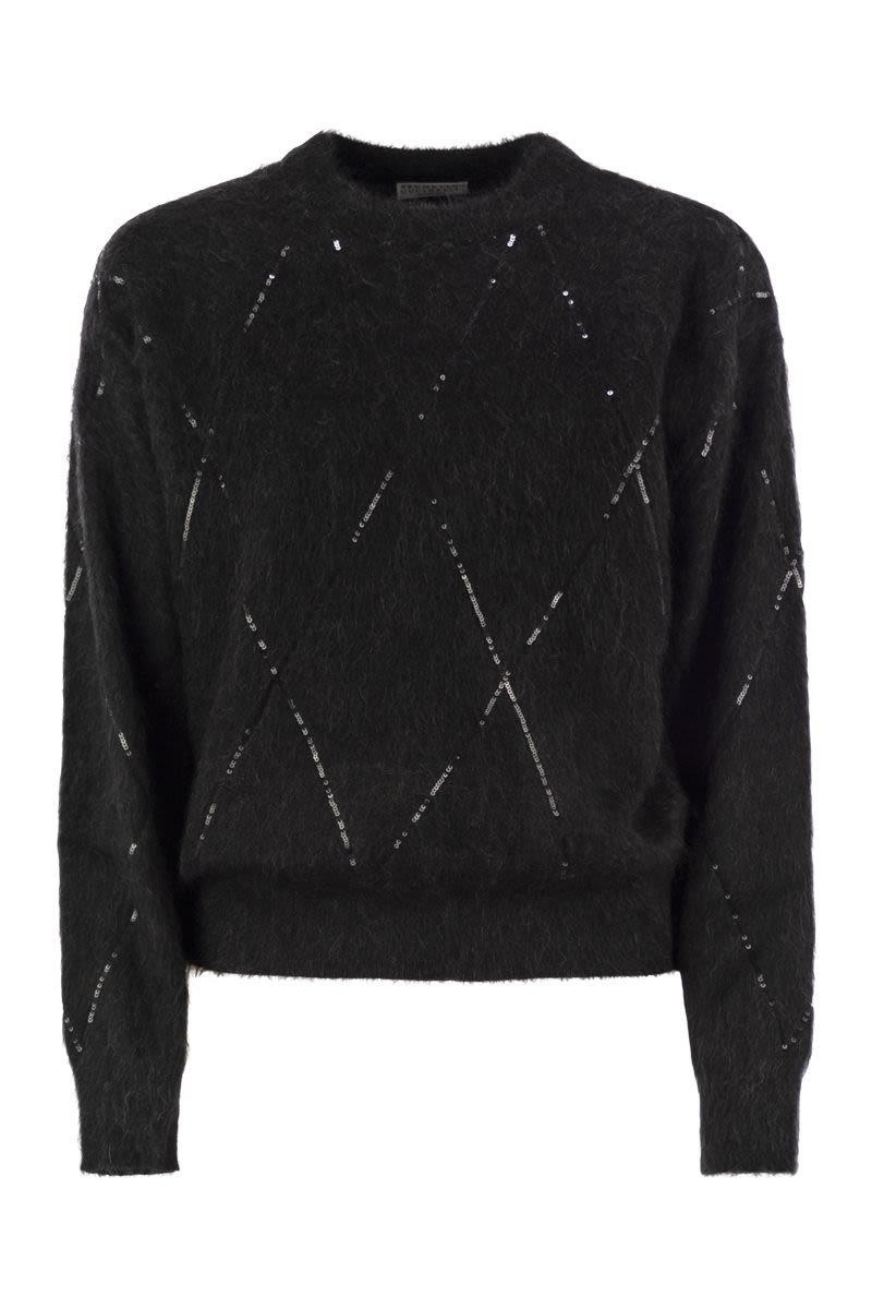 Brunello Cucinelli Mohair, Wool, Cashmere And Silk Sweater With Dazzling Argyle Embroidery - 1