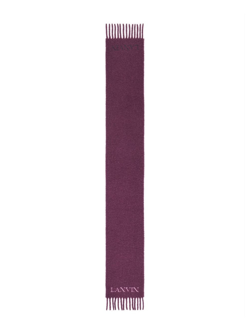 Lanvin jacquard logo motif fringed scarf outlook