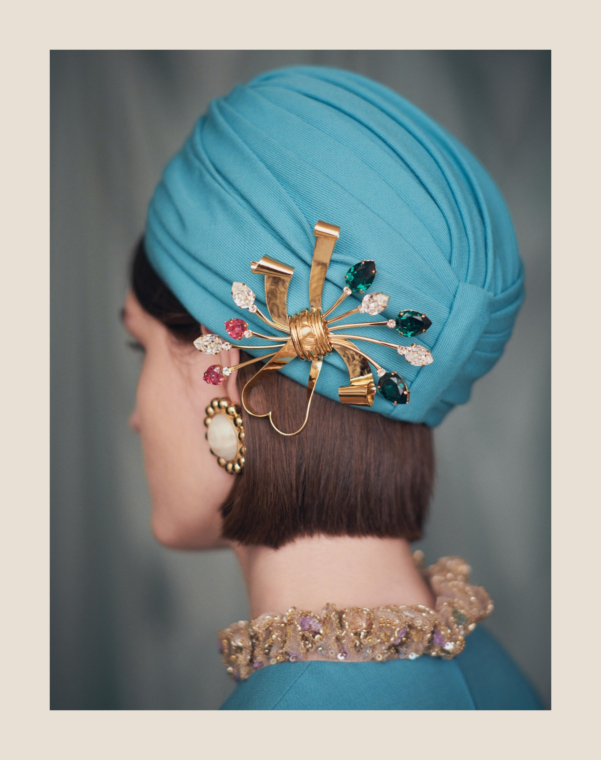 PAPIER FLORAL BROOCH IN METAL AND SWAROVSKI CRYSTALS ® - 6