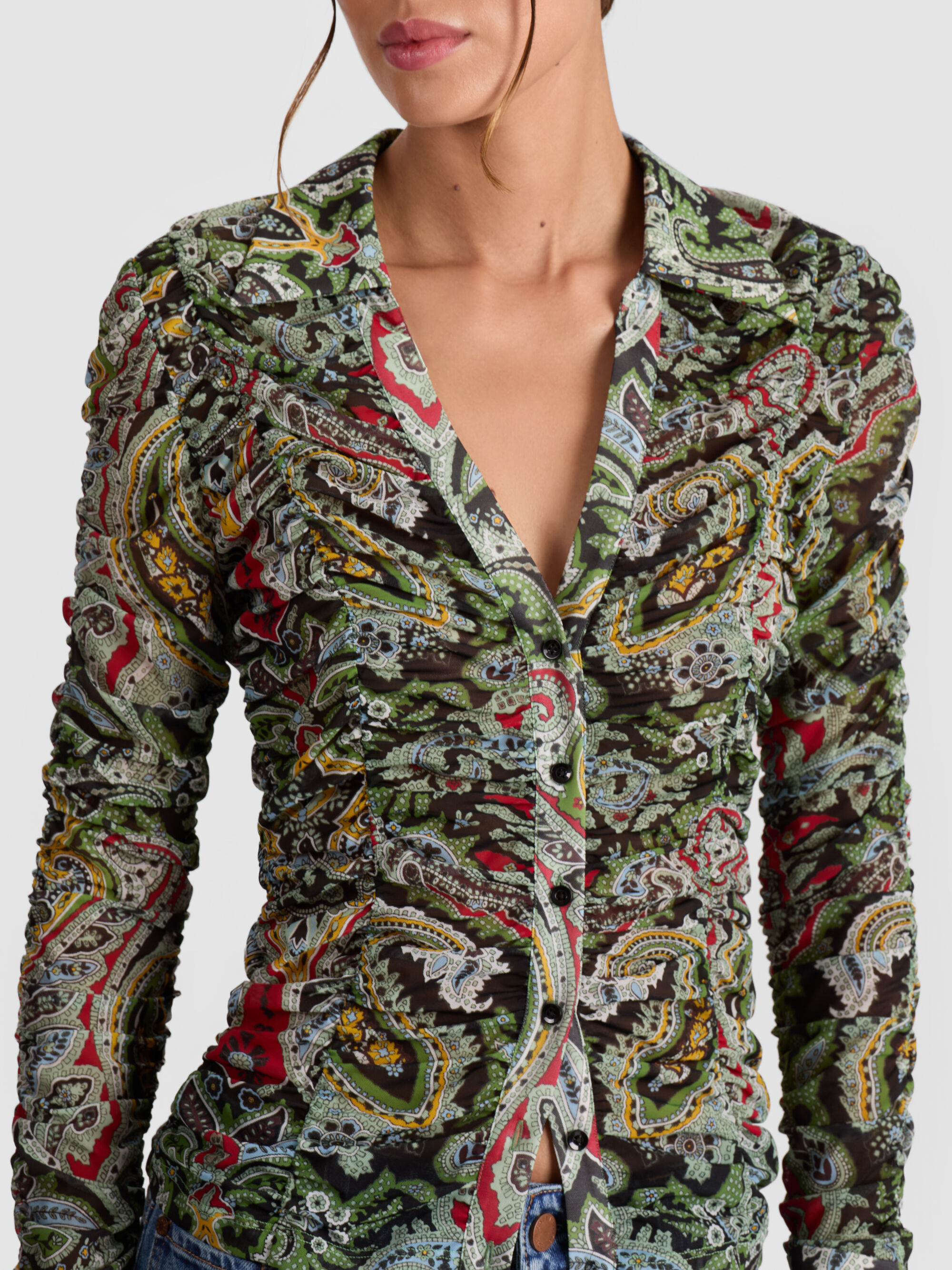 PORTIA MESH BUTTON DOWN - 5