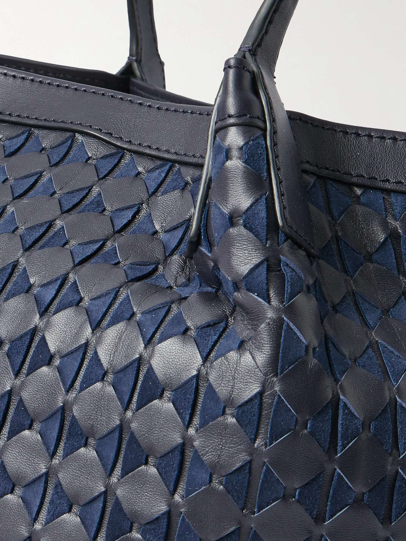 Secret Moscaico small textured-leather tote Navy - 4