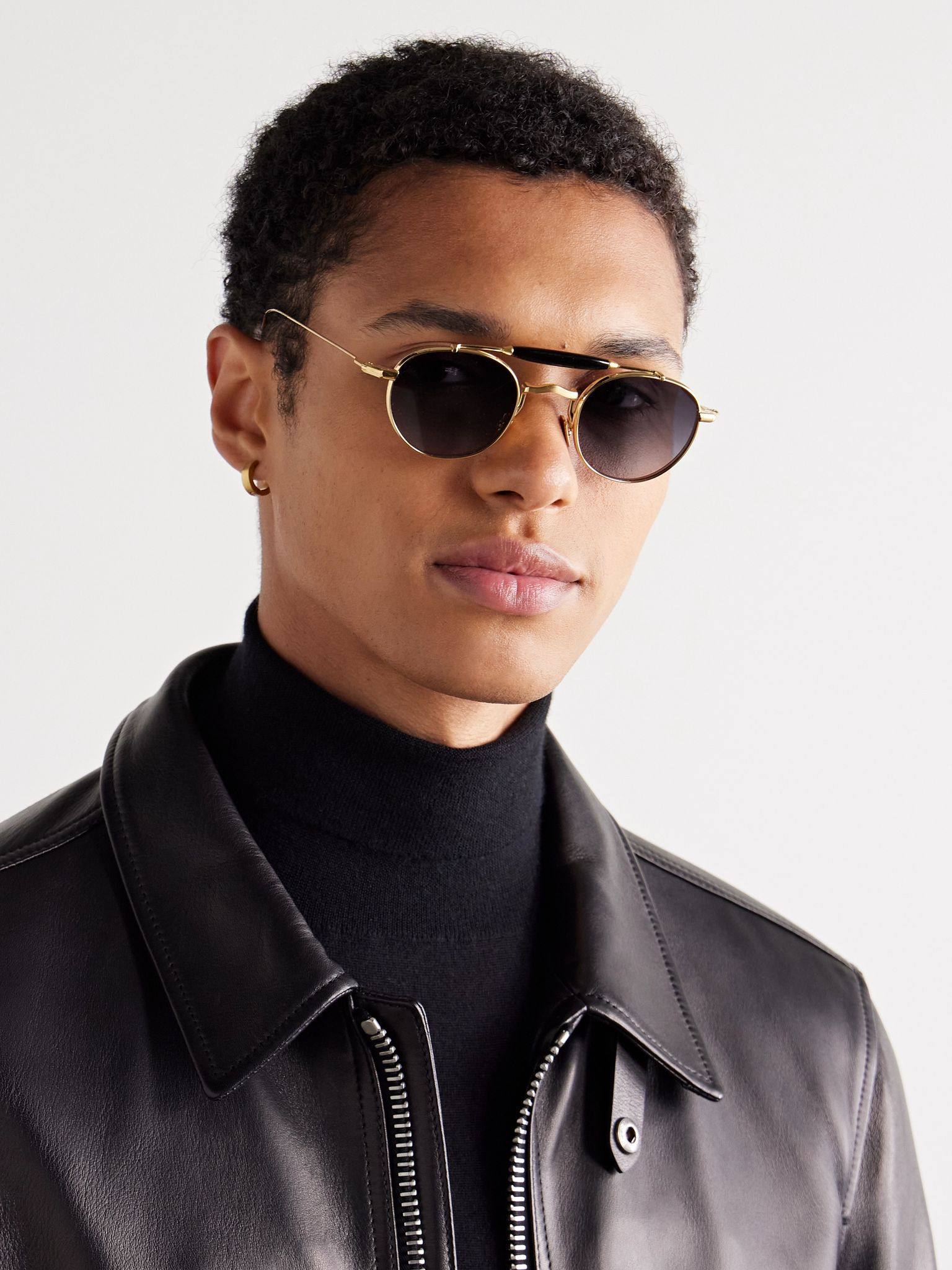 Dasan Round-Frame Gold-Tone Beta Titanium and Acetate Sunglasses Gold - 2