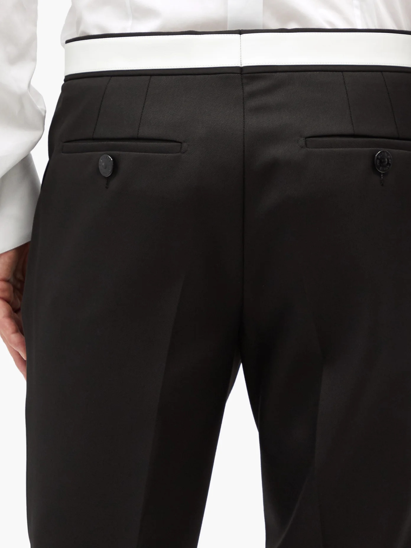 Leather-panelled wool-crepe trousers - 4