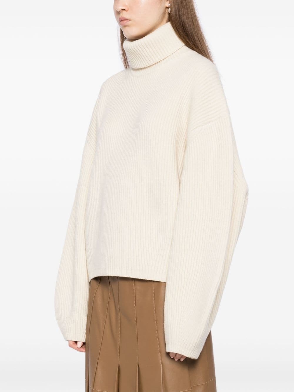 ribbed turtleneck top - 3