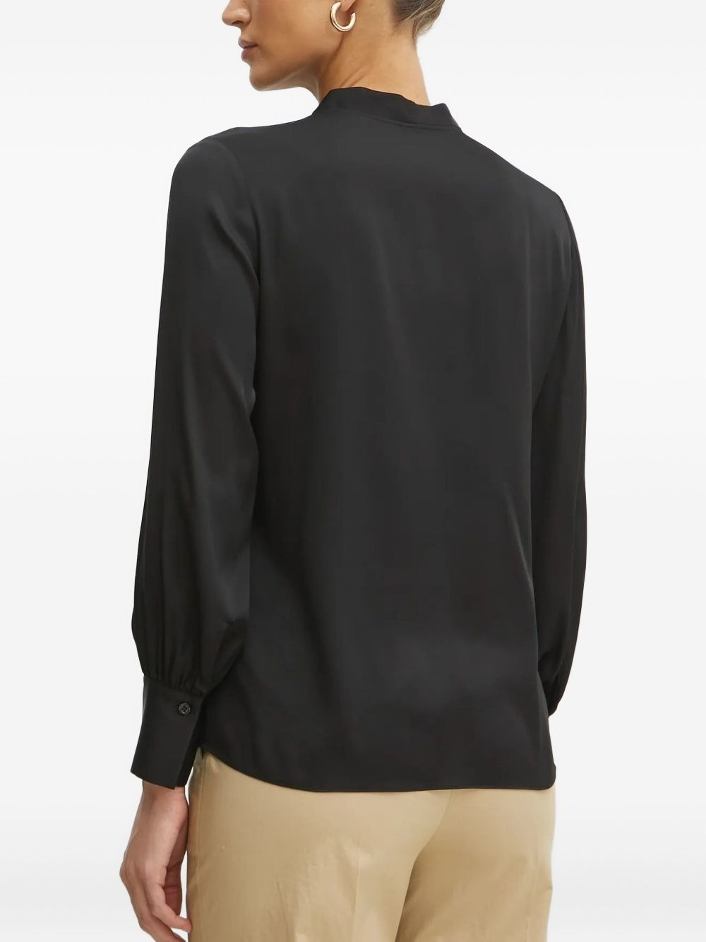 keyhole-neck long-sleeve blouse - 2