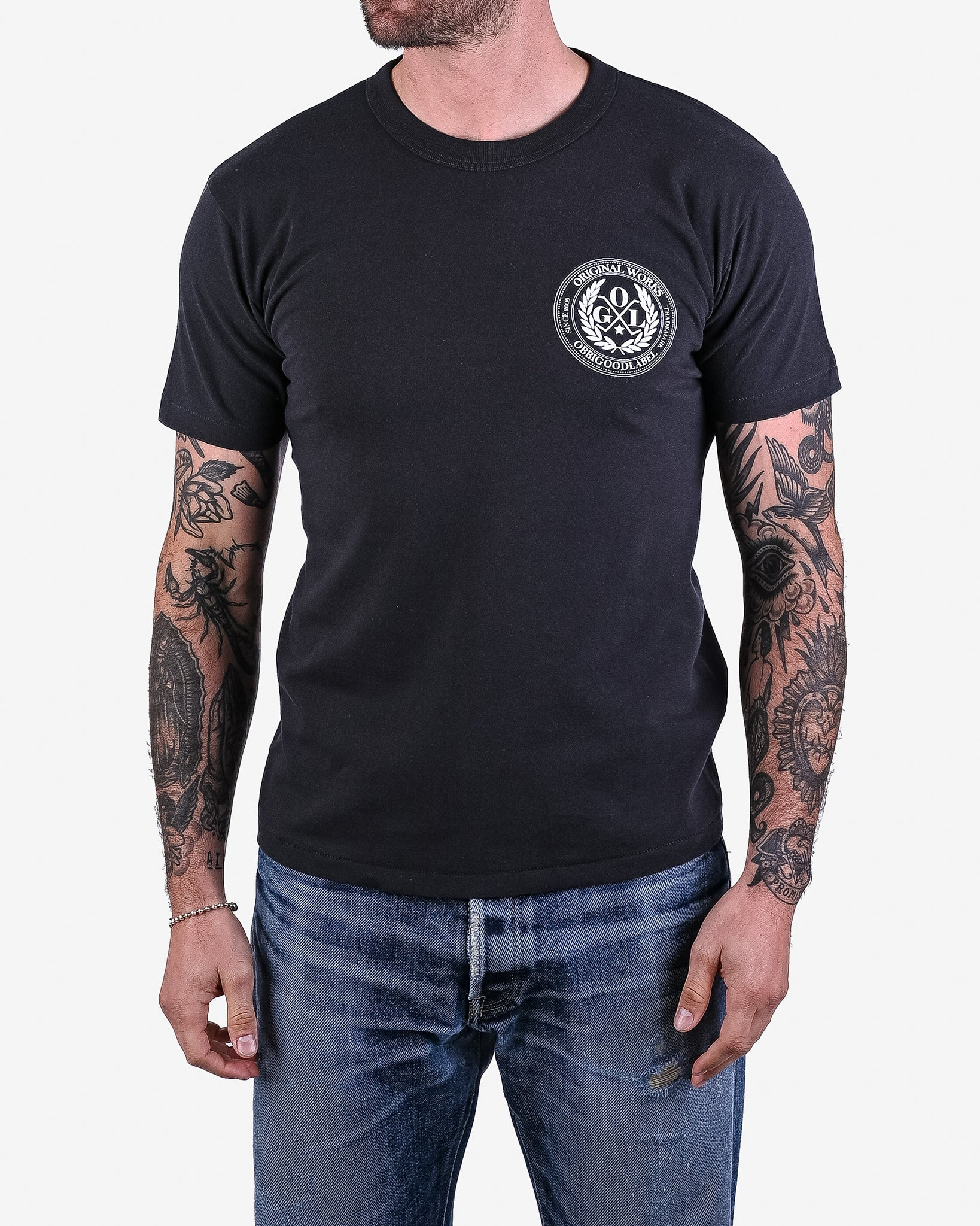 OGL-TEE-LOT20-FMT-CHA OGL 6.2oz Ringspun T-shirt - Silkscreen Printed 'Fly Me To The Moon' - Charcoa - 2