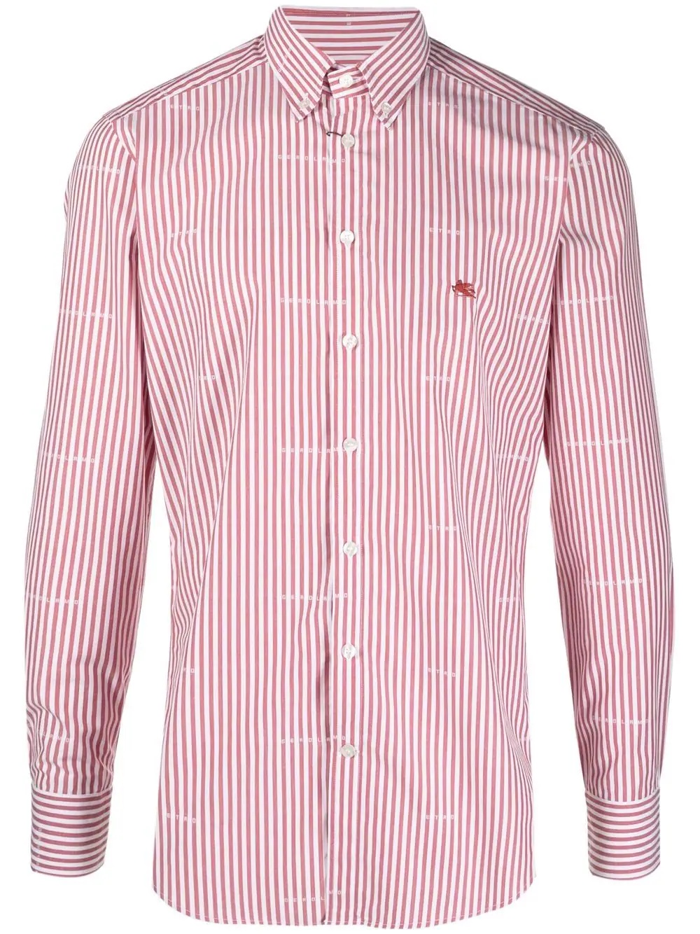 pinstripe embroidered logo shirt - 1