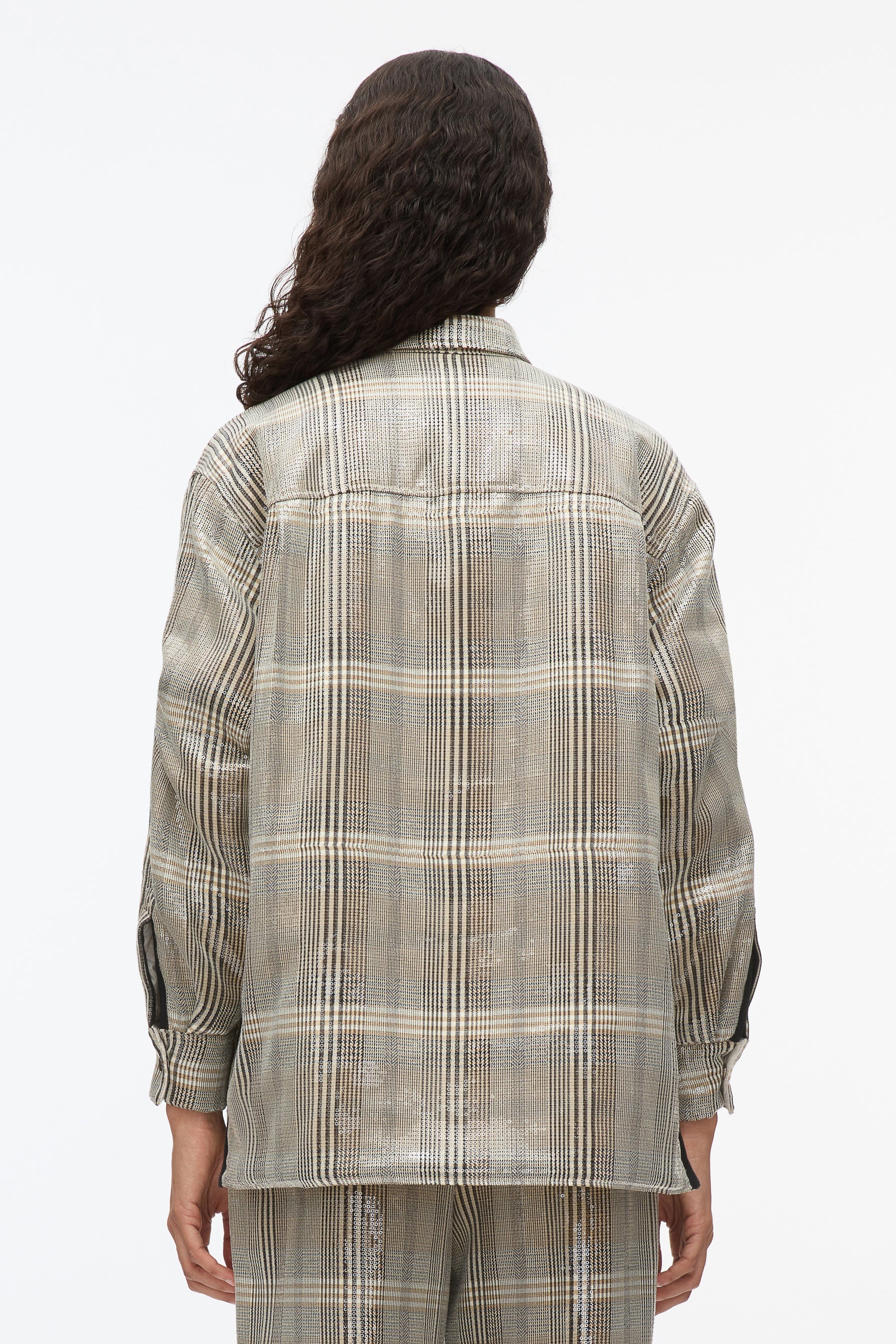 Sequin Plaid Shirt Jacket - 5