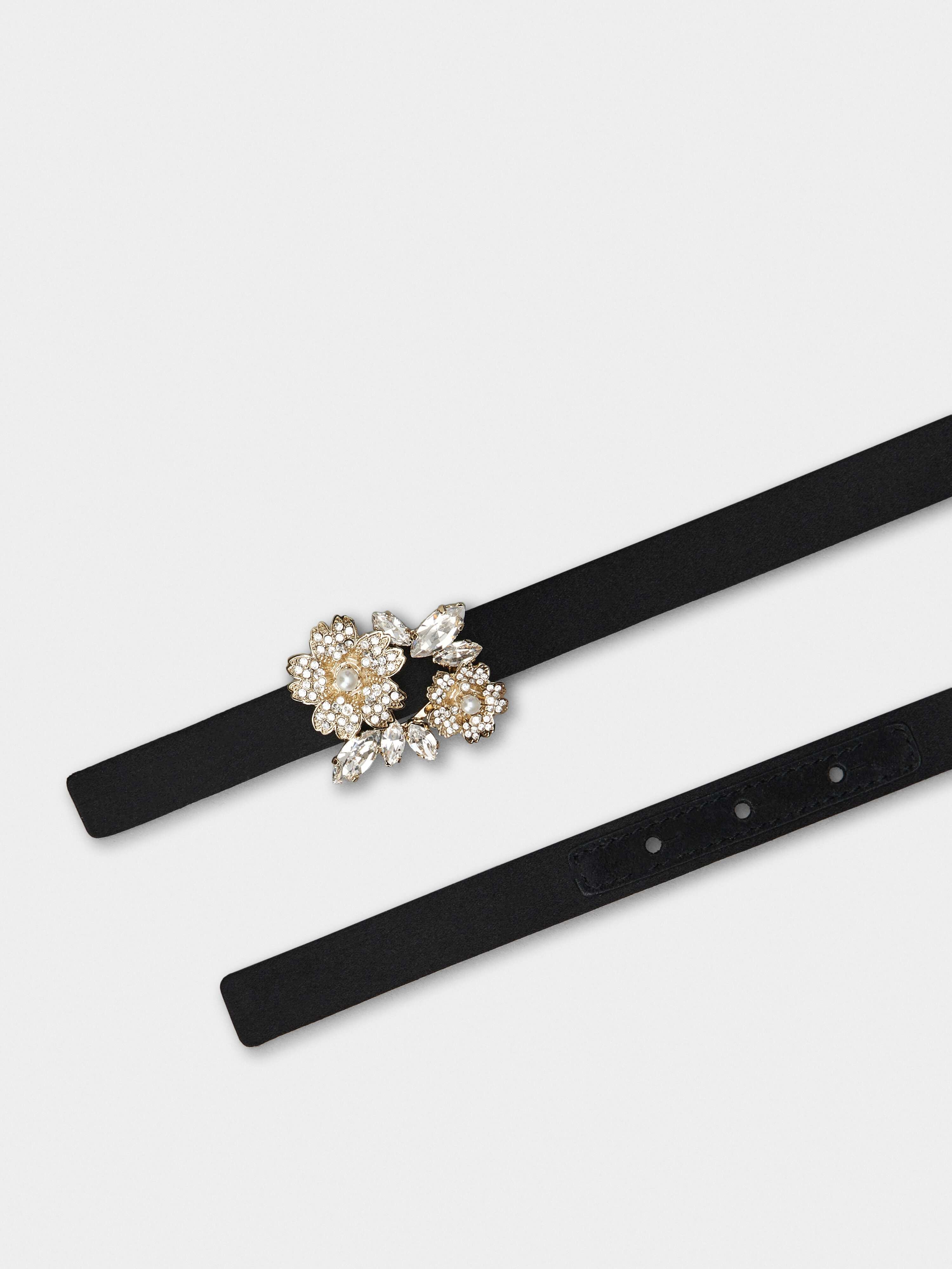 RV Bouquet Strass Pearl Buckle Belt in Satin - 2