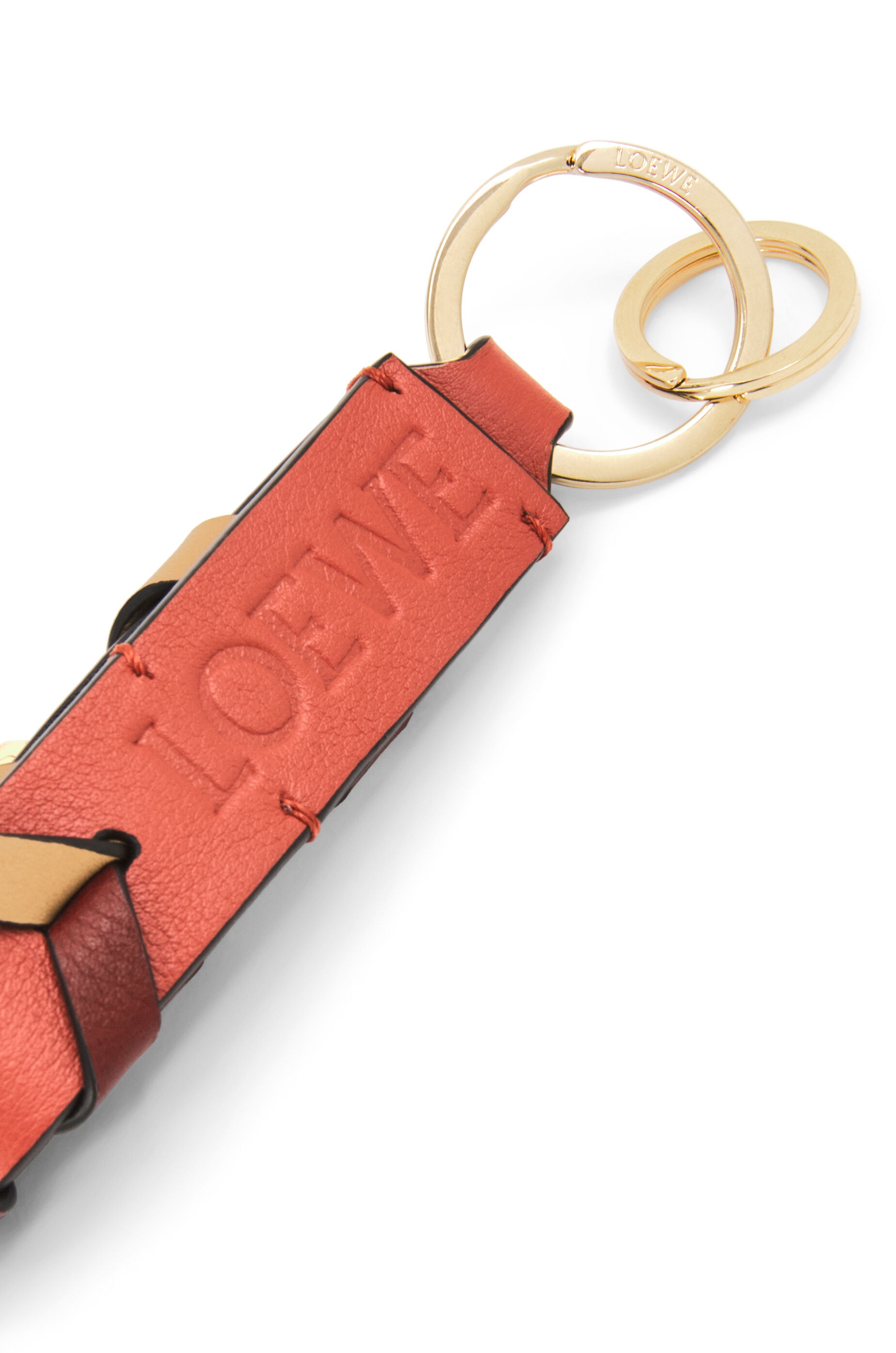 Braided strap keyring in calfskin and brass - 3