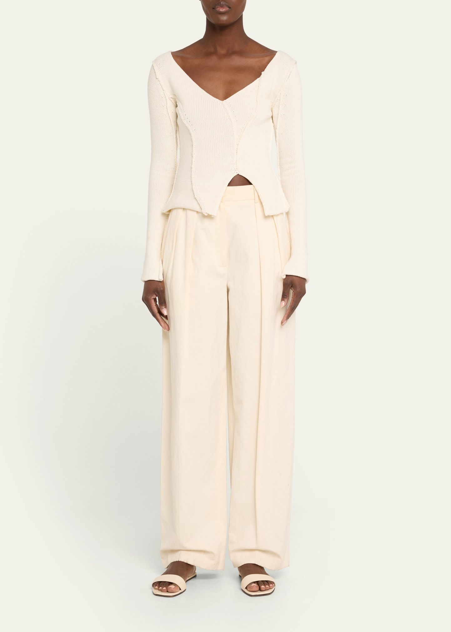 Eddy V-Neck Exposed Seam Sweater - 2