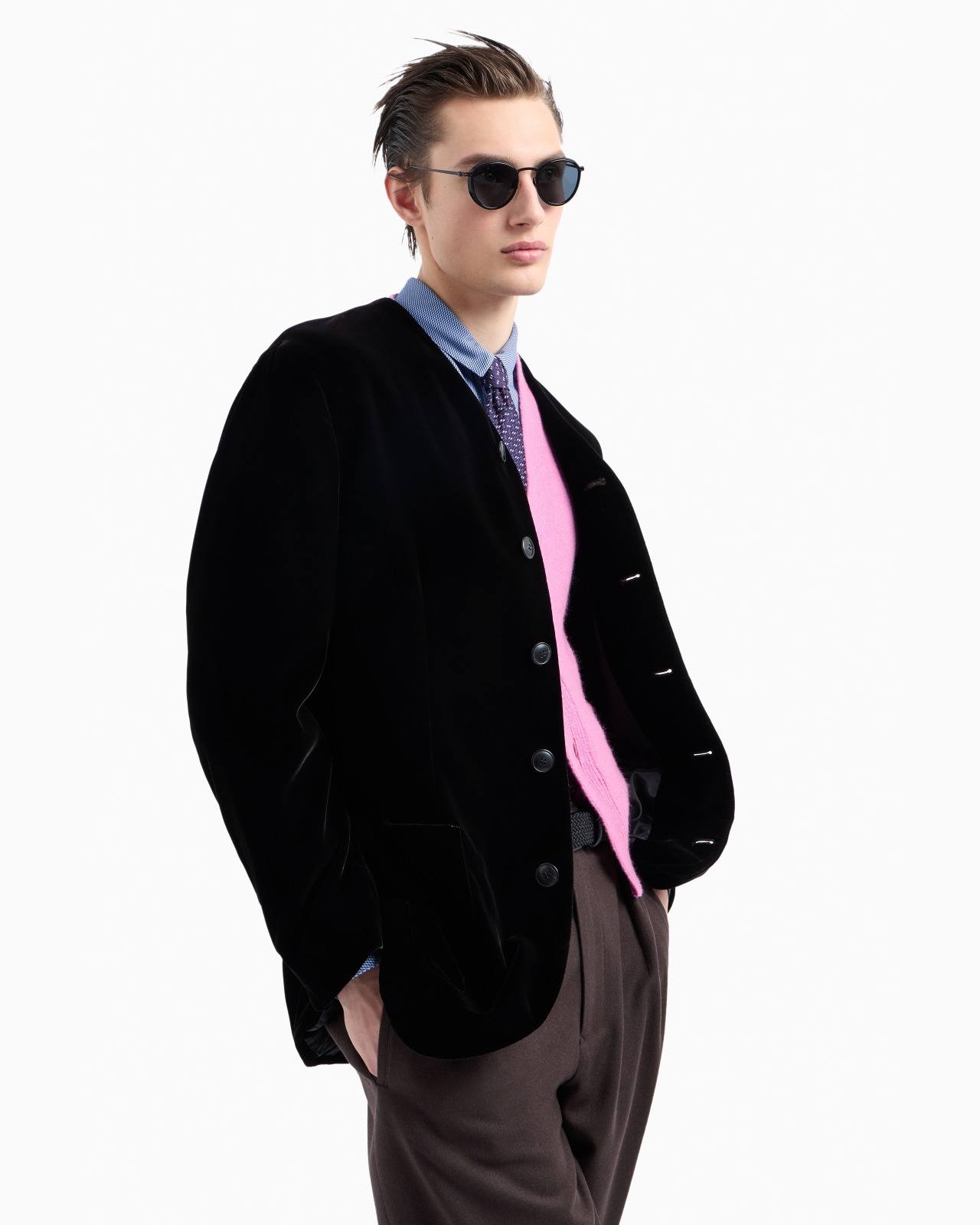 Single-pleat lightweight wool cloth trousers - 7