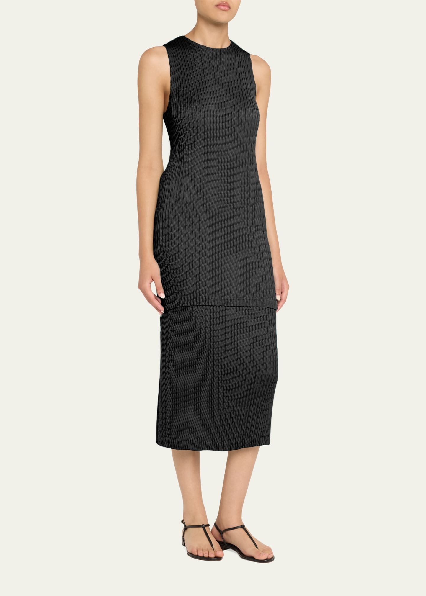 Sleek Pleats Short Dress - 4