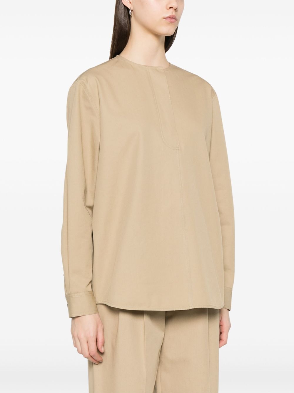 collarless cotton shirt - 3