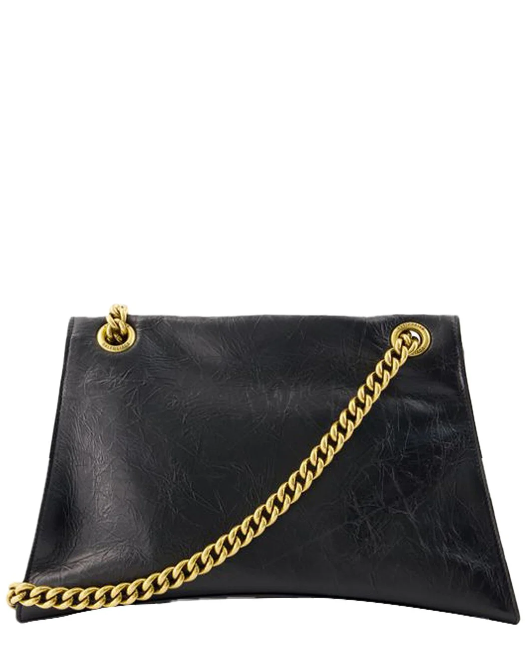 BALENCIAGA Balenciaga Black Calfskin Crush Chain M Shoulder Bag