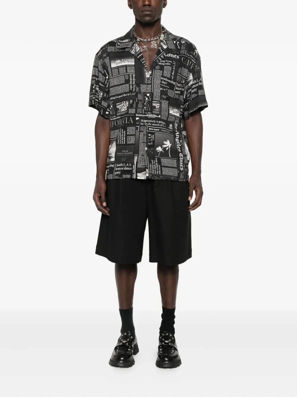 Palm Angels Men `Paxlatimes News` Shirt - 2